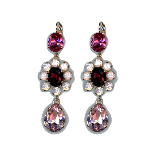Earrings By Mariana Woman Striking Amethyst and Rose Swarovski Crystals