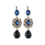 Earrings By Mariana Woman Stunning Green Opal and Blue Zircon Swarovski Crystals