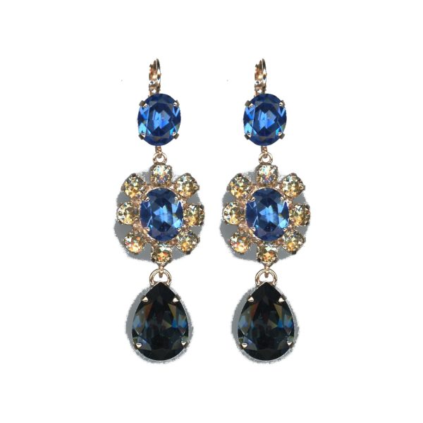 Earrings By Mariana Woman Stunning Green Opal and Blue Zircon Swarovski Crystals