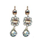 Earrings By Mariana Woman Contemporary White Opal and Golden Shadow Swarovski Crystals