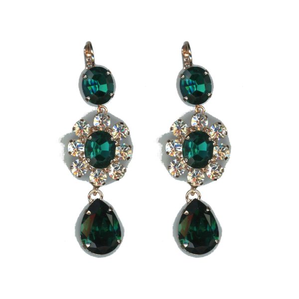 Earrings By Mariana Woman Luxurious Emerald and Clear Swarovski Crystals