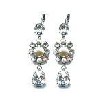 Earrings By Mariana Woman Radiant Cream pearl and Crystal Clear Swarovski Crystals - Image 2