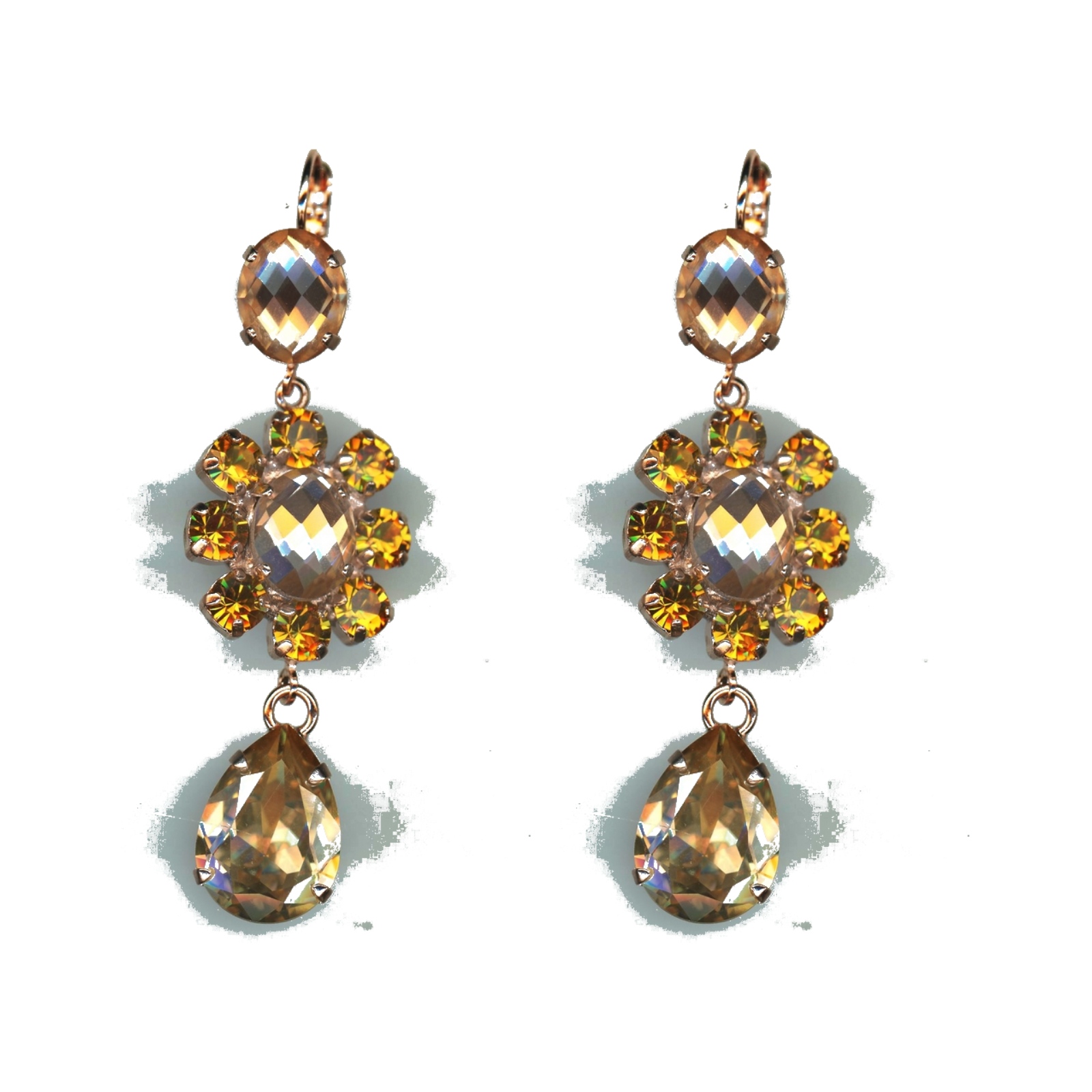 E-1156-2-2010-SP6 Earrings By Mariana Woman Feminine Cream Pearl and Golden Shadow Swarovski Crystals - Image 1