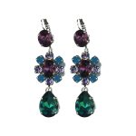 Earrings By Mariana Woman Luxurious Amethyst Mineral and Tanzanite Swarovski Crystals - Image 2
