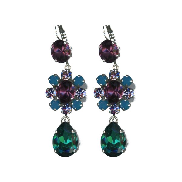 Earrings By Mariana Woman Luxurious Amethyst Mineral and Tanzanite Swarovski Crystals