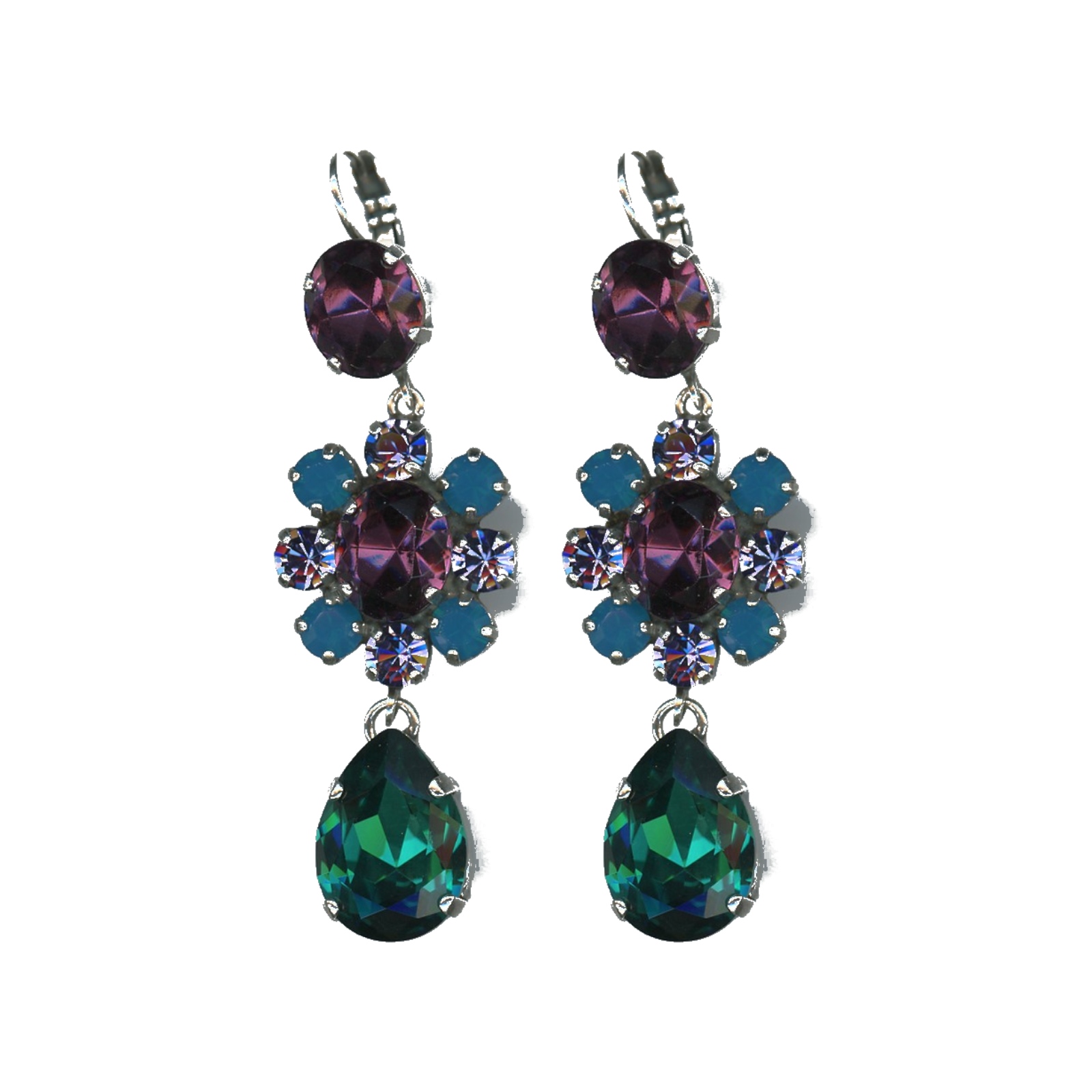 E-1156-2-2139-SP6 Earrings By Mariana Woman Luxurious Amethyst Mineral and Tanzanite Swarovski Crystals - Image 1