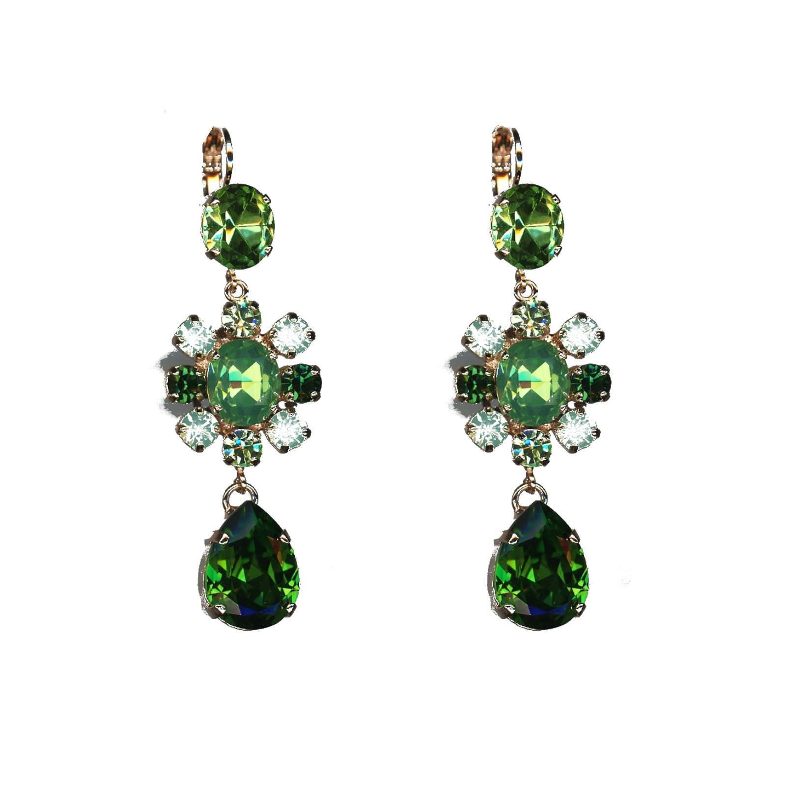 E-1156-2-2143-SP6 Earrings By Mariana Woman Radiant Mint and Green Swarovski Crystals - Image 1