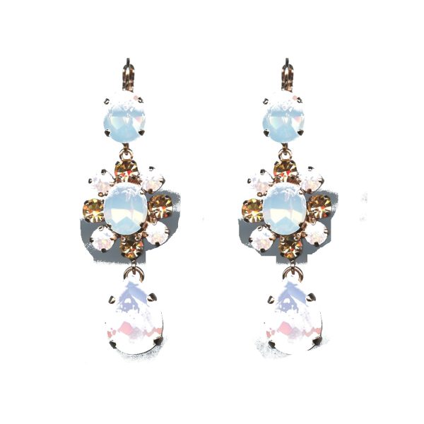 Earrings By Mariana Woman Vibrant Pink Opal and Silk and Light Peach Swarovski Crystals