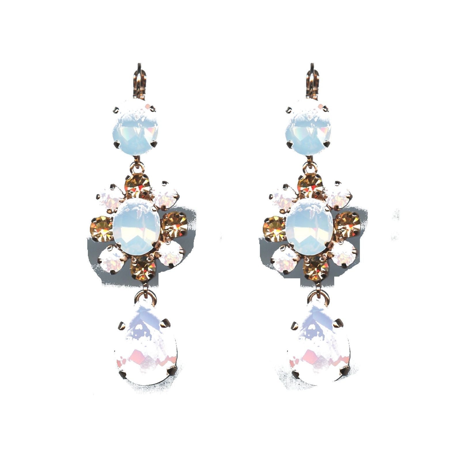 E-1156-2-2333-SP6 Earrings By Mariana Woman Vibrant Pink Opal and Silk and Light Peach Swarovski Crystals - Image 1