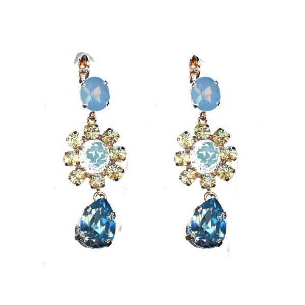 Earrings By Mariana Woman Chic Air Blue Opal and Aquamarine Swarovski Crystals