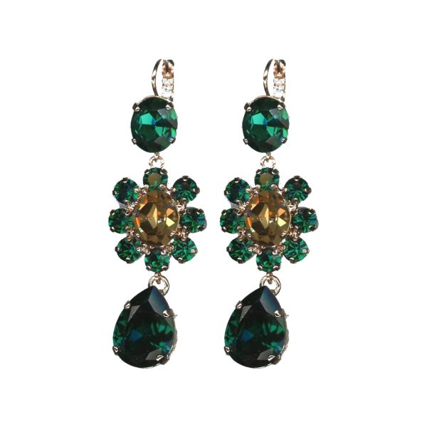 Earrings By Mariana Woman Refined Emerald and Smoked Topaz Swarovski Crystals