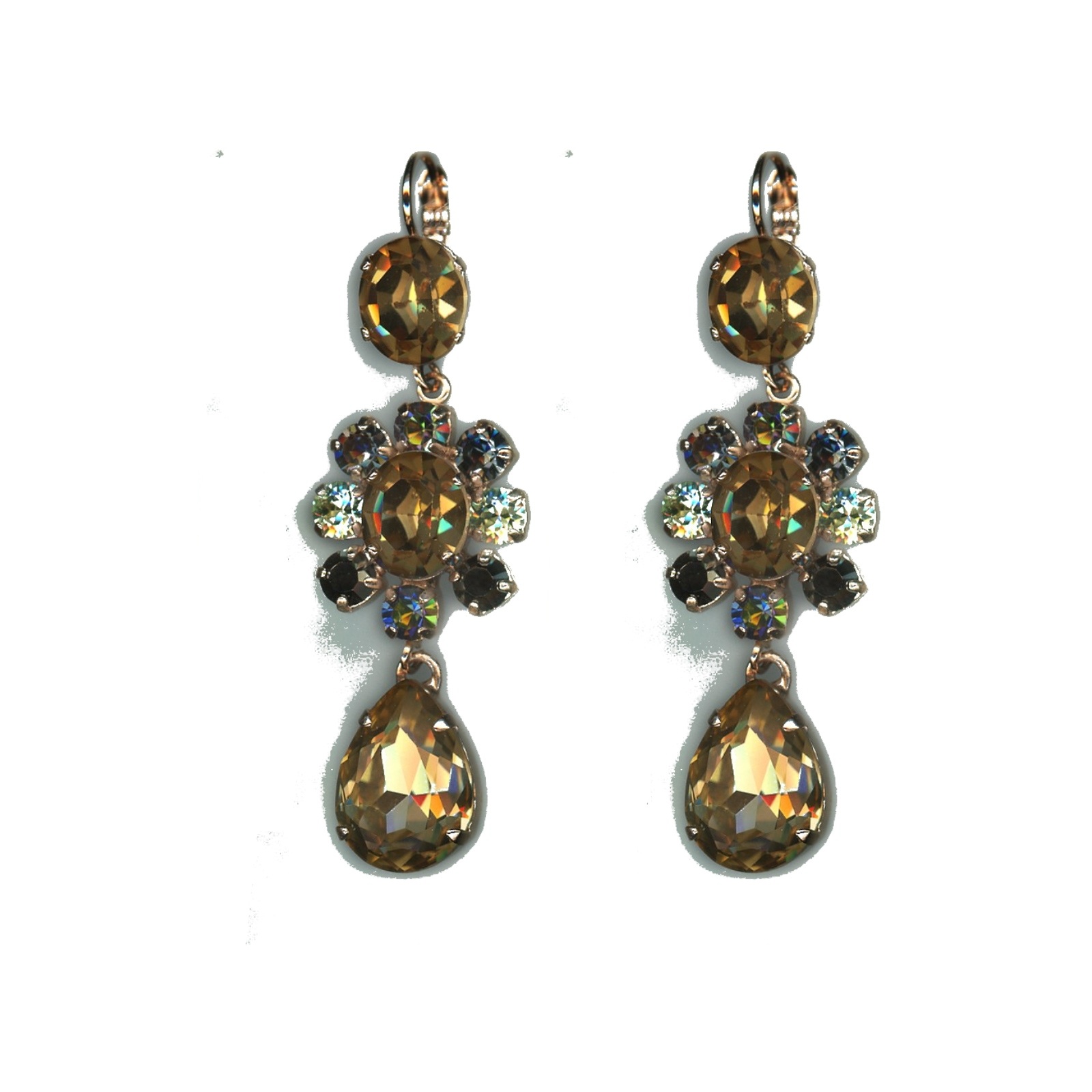 E-1156-2-3401-SP6 Earrings By Mariana Woman Dazzling and Topaz shades and Silver Night Swarovski Crystals - Image 1