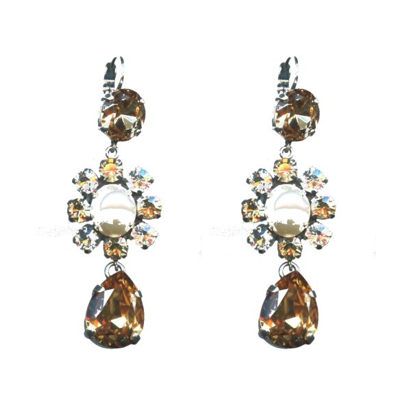 Earrings By Mariana Woman Luxurious Light Colorado Topaz and Clear Swarovski Crystals