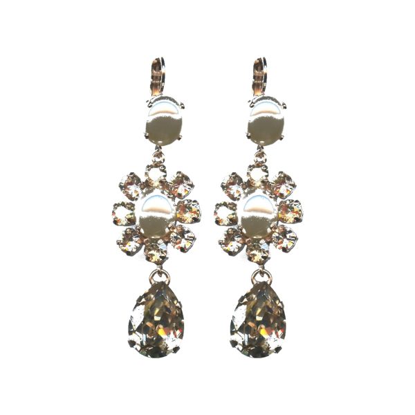 Earrings By Mariana Woman Glamorous Cream pearl and Golden shadow Swarovski Crystals