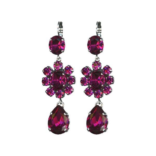 Earrings By Mariana Woman Romantic Fuchsia Swarovski Crystals