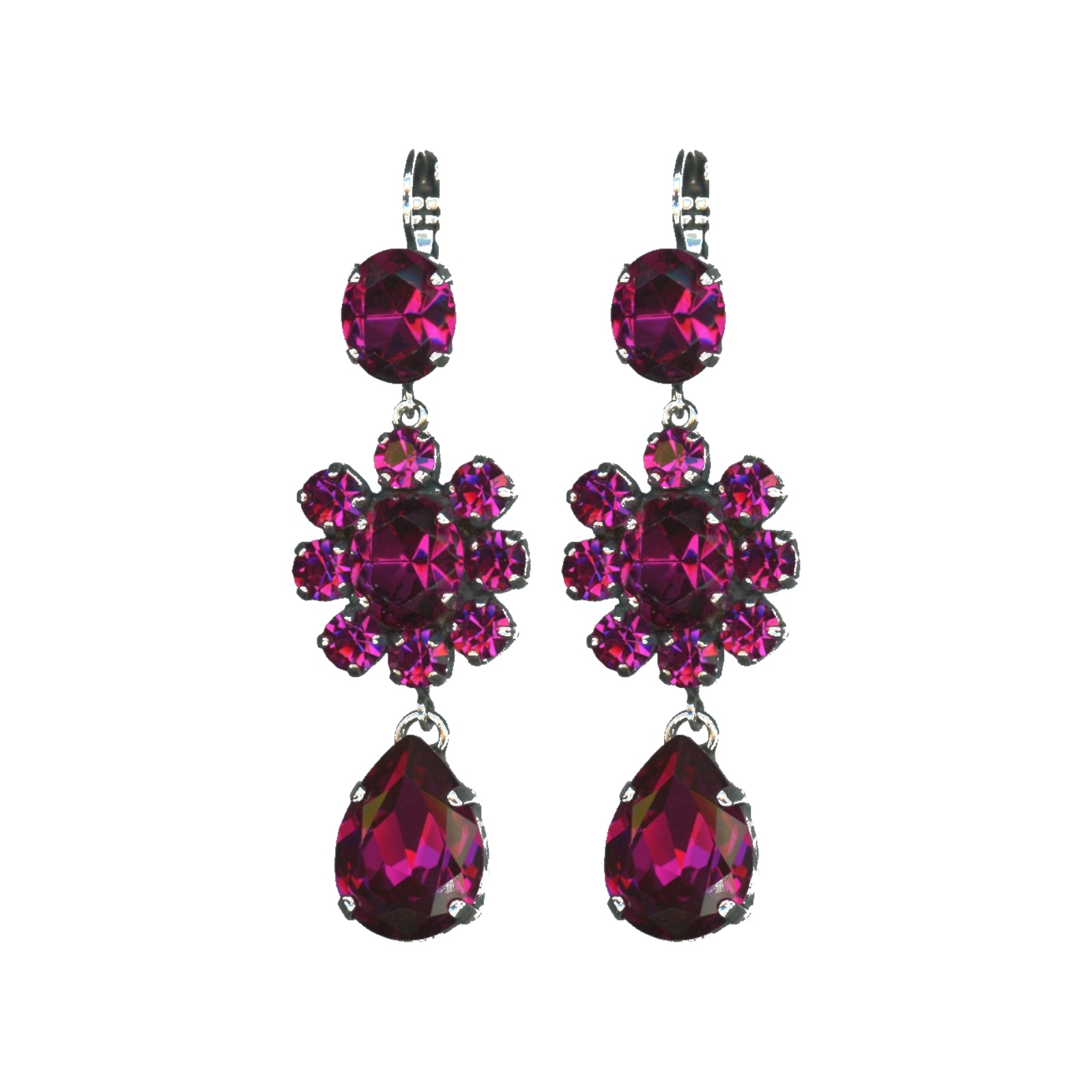 E-1156-2-502502-SP6 Earrings By Mariana Woman Romantic Fuchsia Swarovski Crystals - Image 1