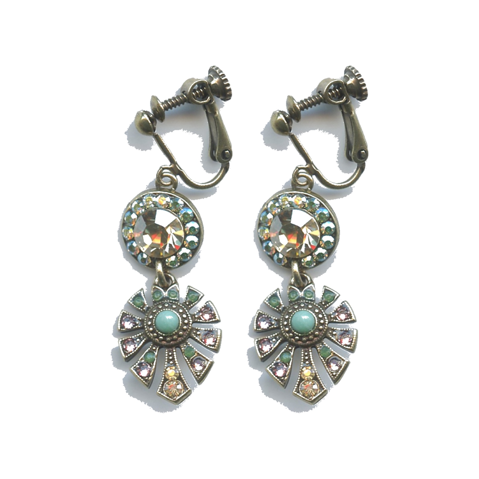 E-1514-3-1002-SP6 Earrings By Mariana Woman Radiant Amethyst and Citrine Swarovski Crystals - Image 1