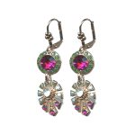 Earrings By Mariana Woman Contemporary Turquoise and Fuchsia Swarovski Crystals - Image 2