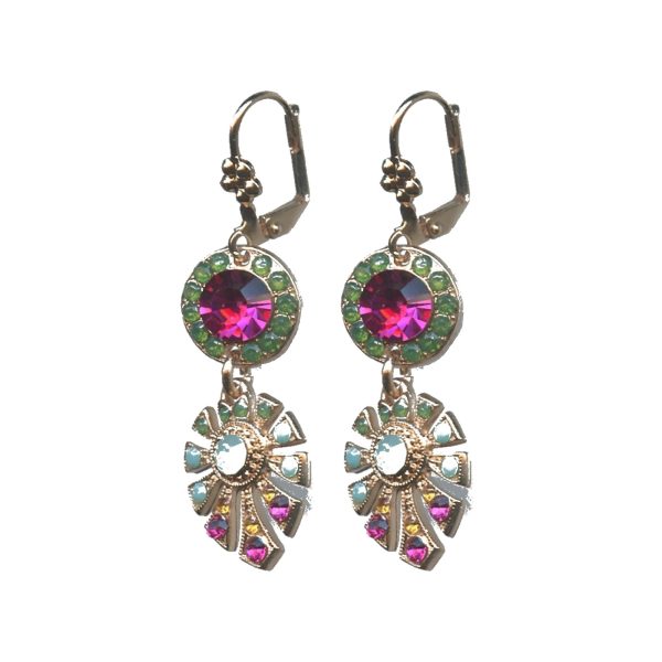 Earrings By Mariana Woman Contemporary Turquoise and Fuchsia Swarovski Crystals