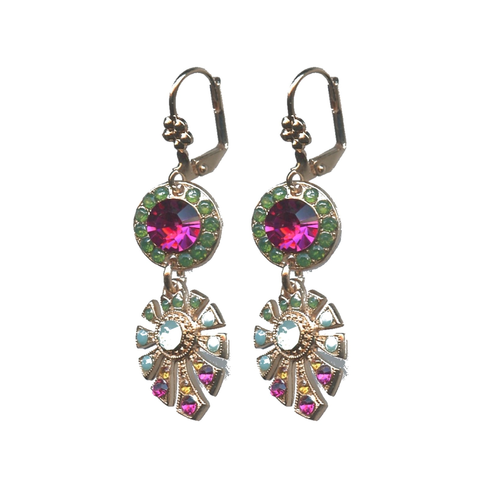 E-1514-3-1007-SP6 Earrings By Mariana Woman Contemporary Turquoise and Fuchsia Swarovski Crystals - Image 1