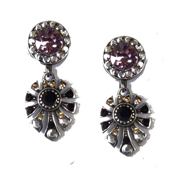 Earrings By Mariana Woman Timeless Jet and Pink Swarovski Crystals