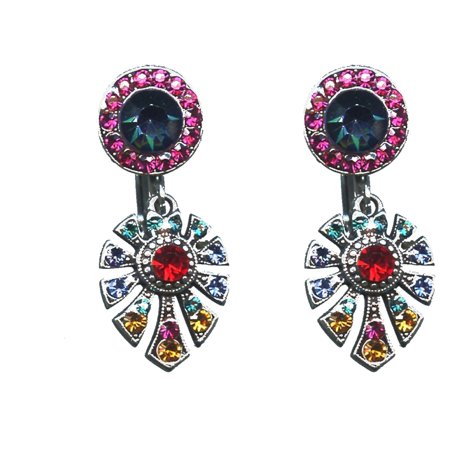 E-1514-3-1037-SP6 Earrings By Mariana Woman Striking Topaz and Turq Swarovski Crystals - Image 1
