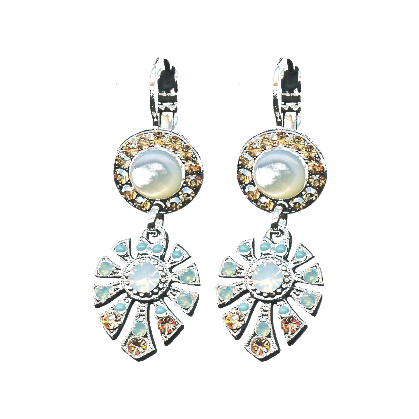 E-1514-3-1042-SP6 Earrings By Mariana Woman Classic Opal and Turquoise Swarovski Crystals - Image 1