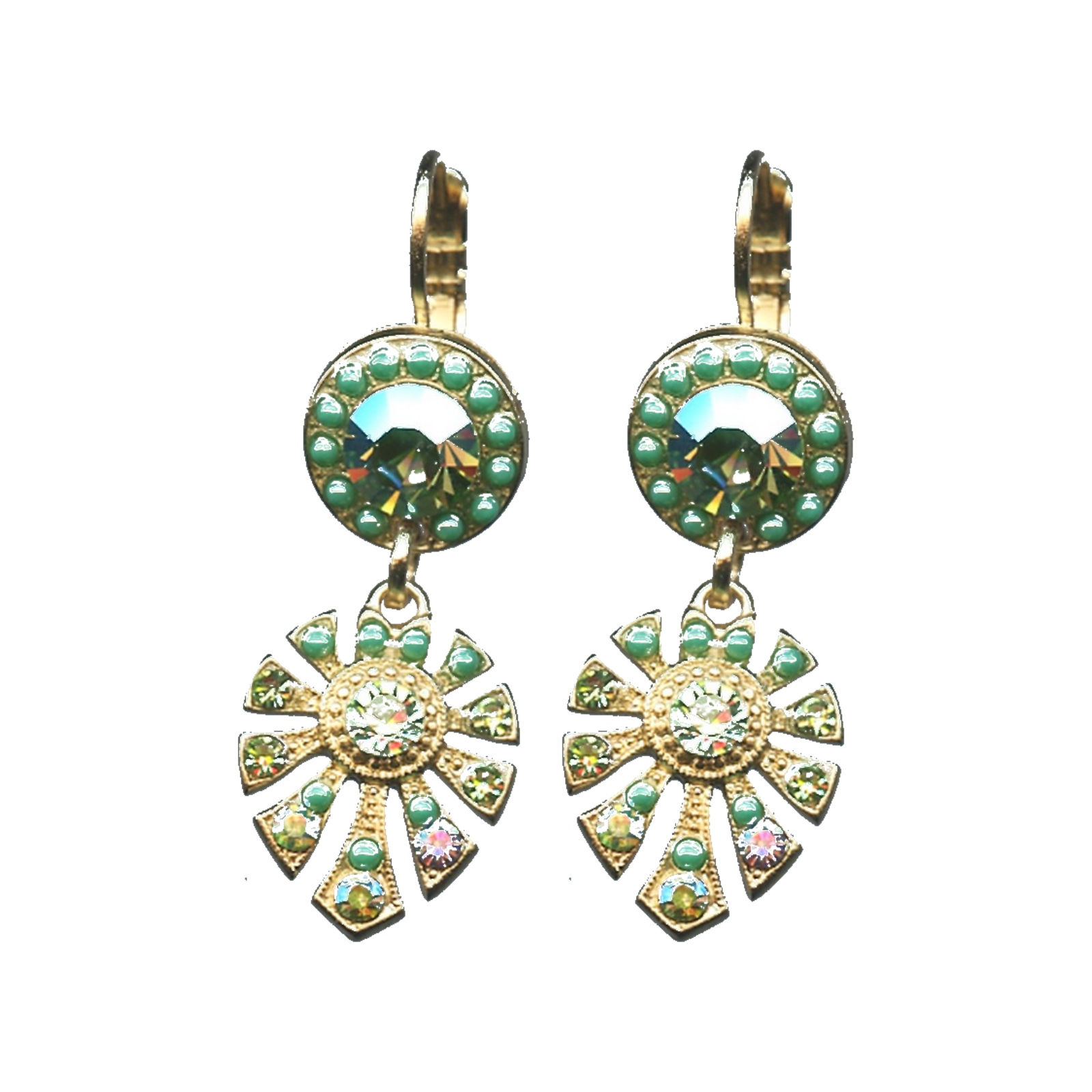 E-1514-3-1043-SP6 Earrings By Mariana Woman Chic Opal and Apple Green Swarovski Crystals - Image 1