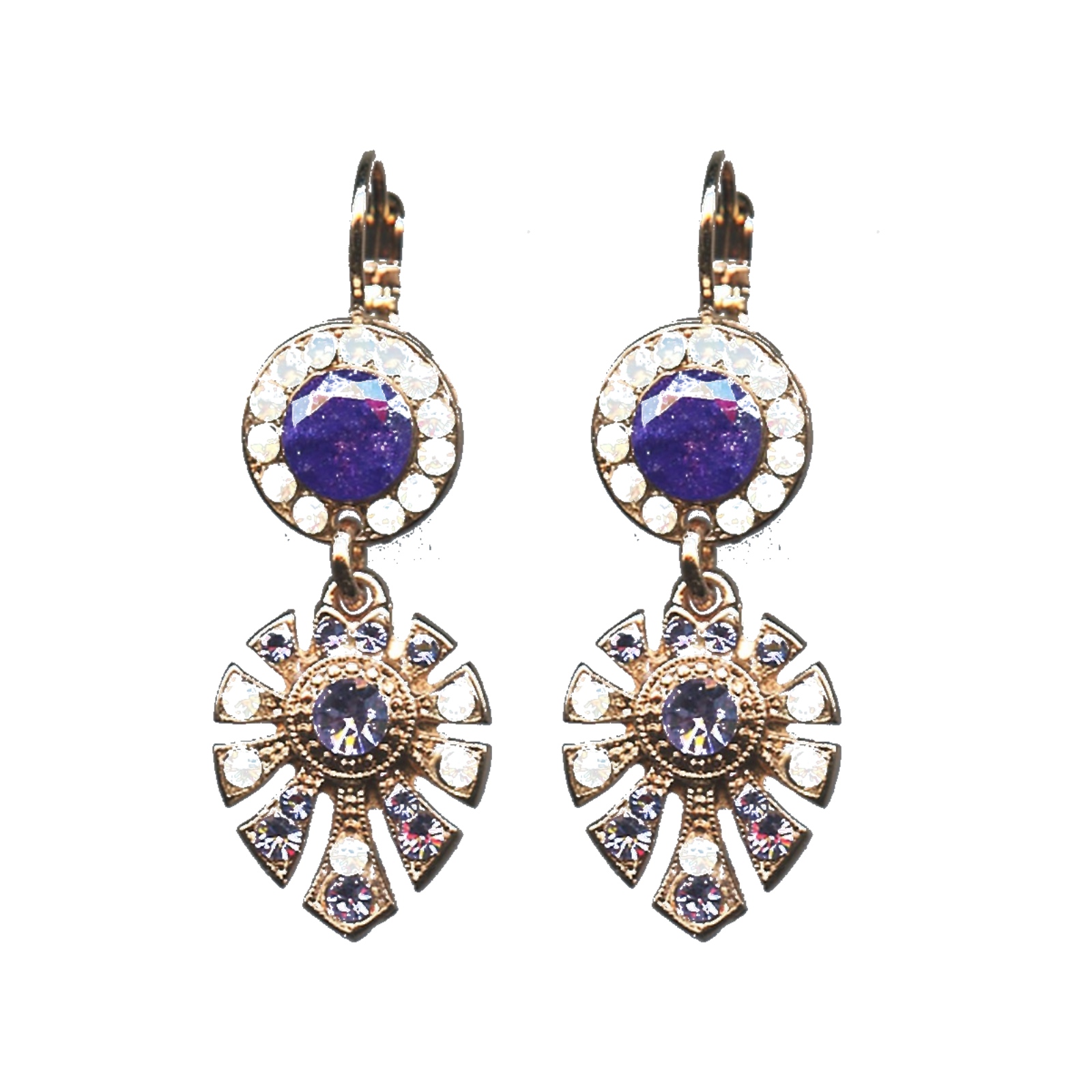 E-1514-3-1062-SP6 Earrings By Mariana Woman Lovely Shades of Purple and Shell Swarovski Crystals - Image 1