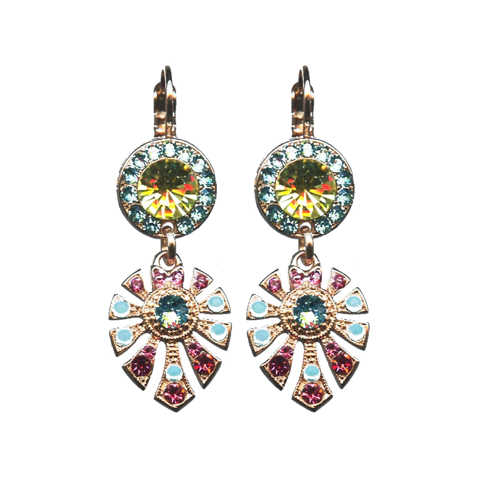 E-1514-3-1064-SP6 Earrings By Mariana Woman Sparkling Pinks and Blues Swarovski Crystals - Image 1