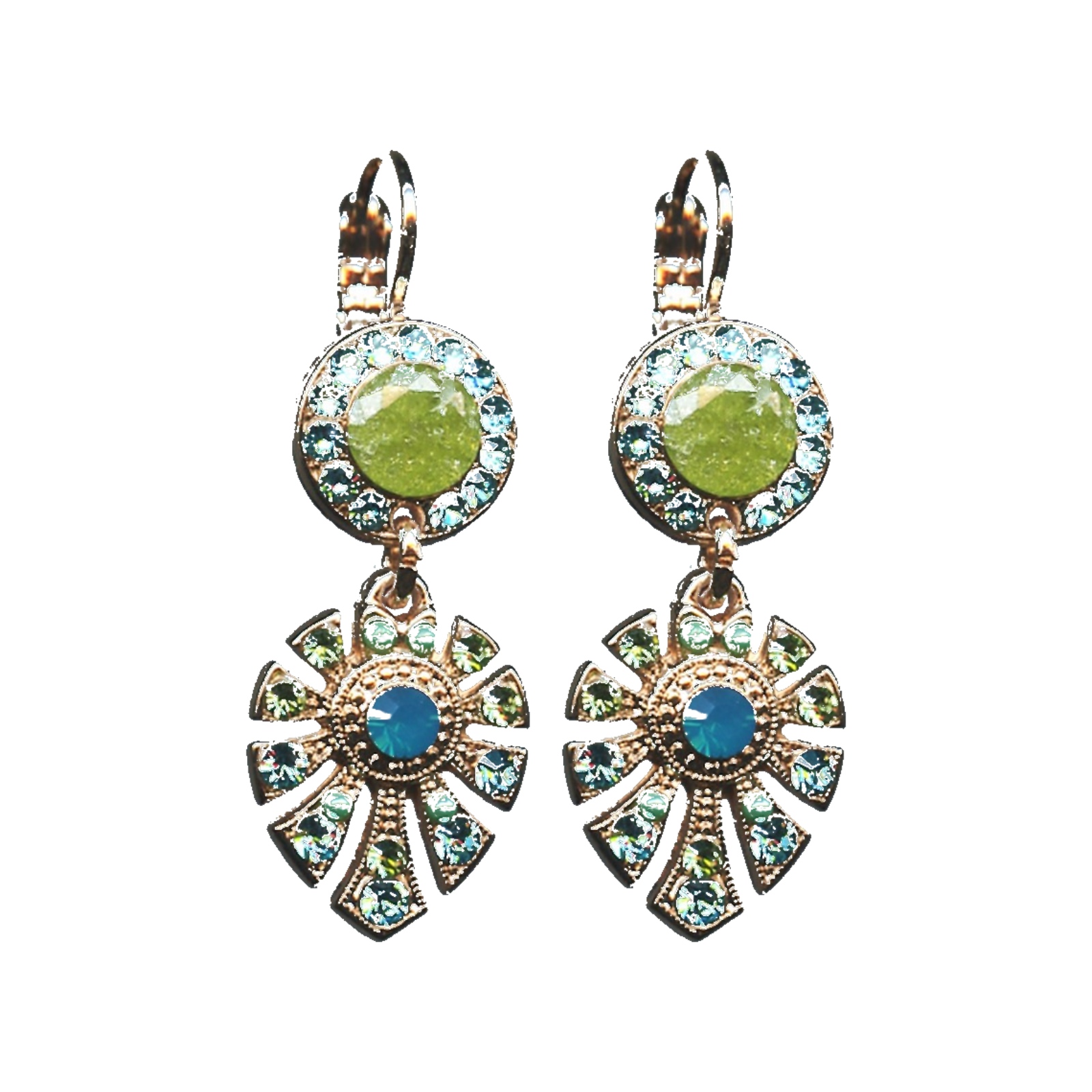 E-1514-3-1066-SP6 Earrings By Mariana Woman Feminine Turquoise and Green Swarovski Crystals - Image 1