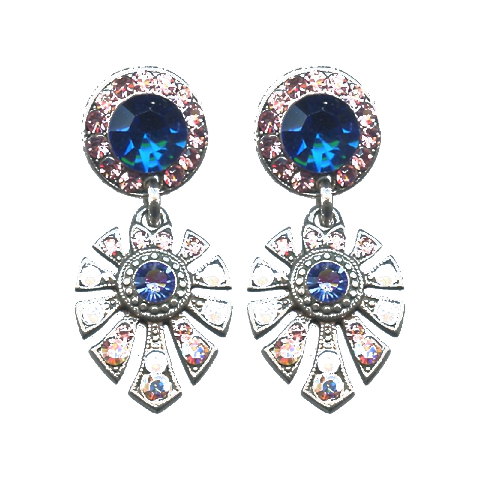 E-1514-3-1068-SP6 Earrings By Mariana Woman Radiant Opal and Capri Blue Swarovski Crystals - Image 1