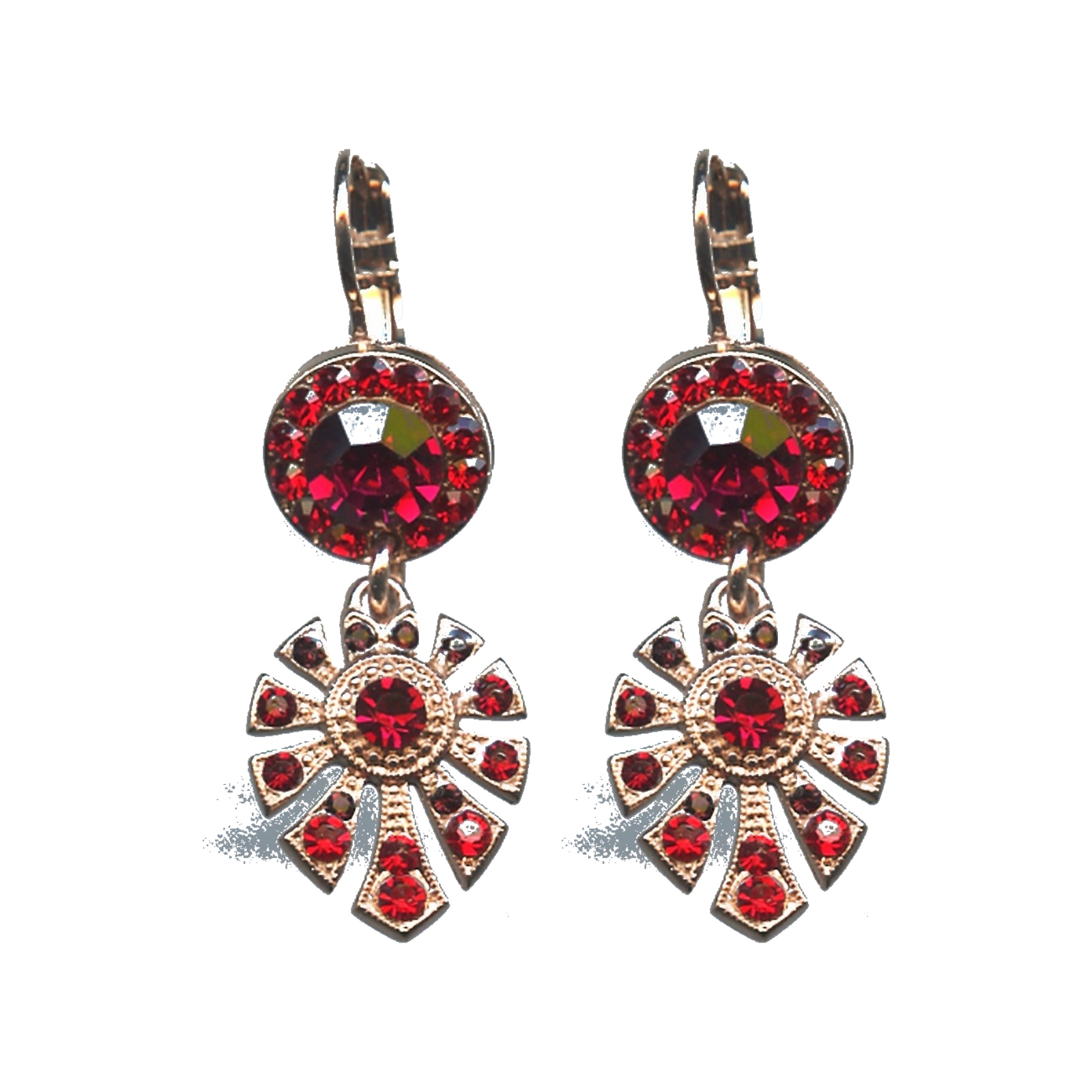 E-1514-3-1070-SP6 Earrings By Mariana Woman Delicate Siam and Ruby and Burgundy Swarovski Crystals - Image 1