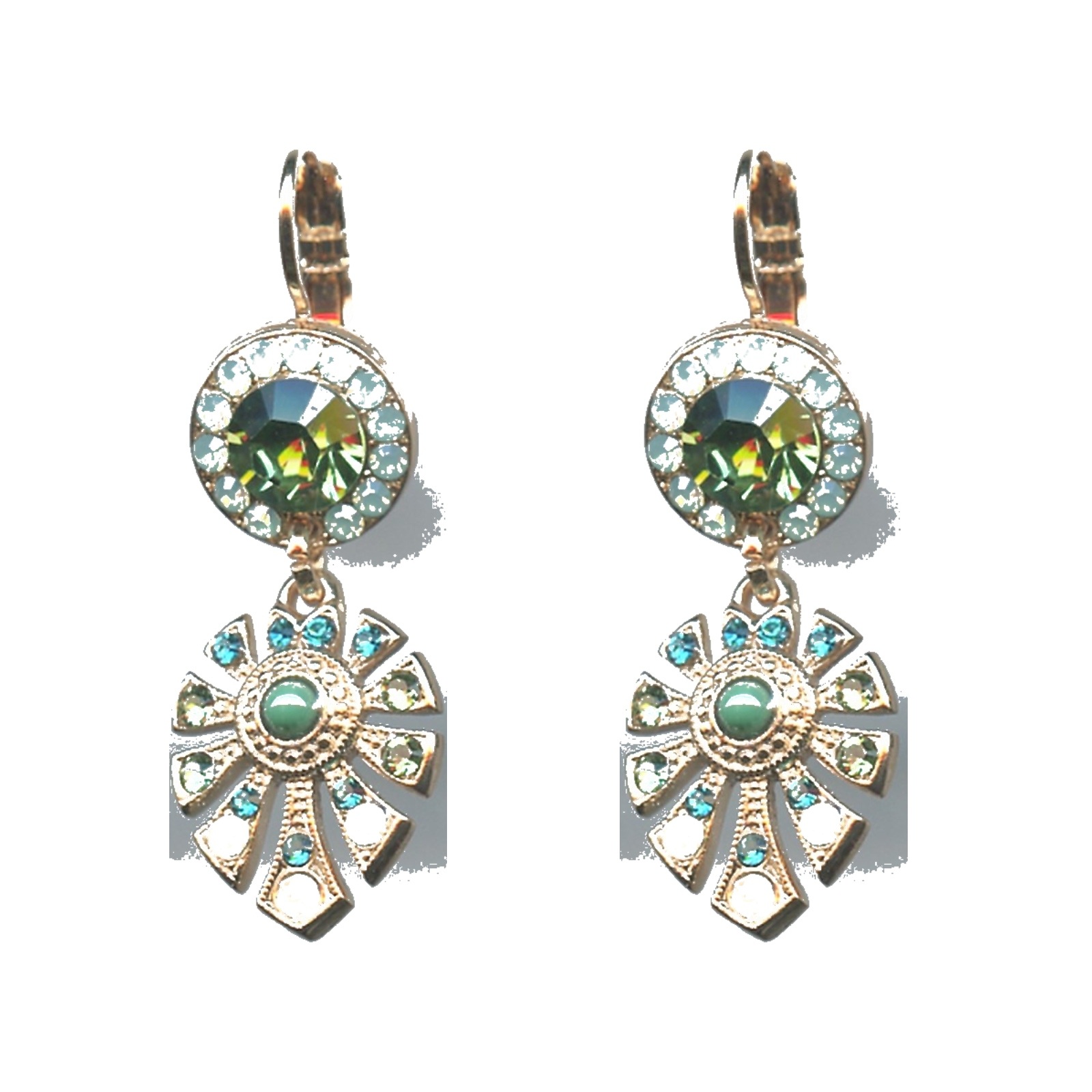 E-1514-3-1076-SP6 Earrings By Mariana Woman Distinctive Opal and Peridot Swarovski Crystals - Image 1