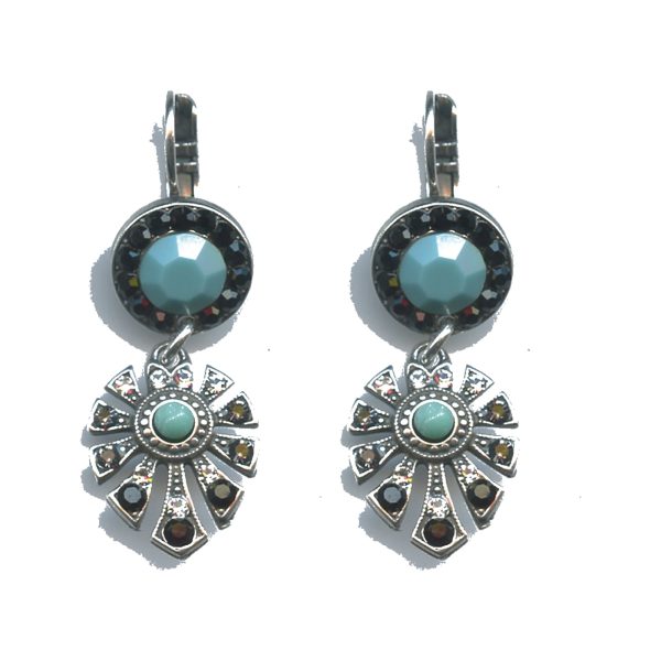 Earrings By Mariana Woman Contemporary Jet and Clear Crystal and Silver Night Swarovski Crystals