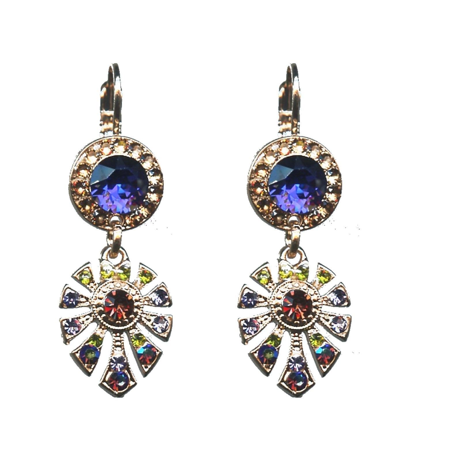 E-1514-3-1089-SP6 Earrings By Mariana Woman Eye-Catching Amethyst and Light burgundy Swarovski Crystals - Image 1