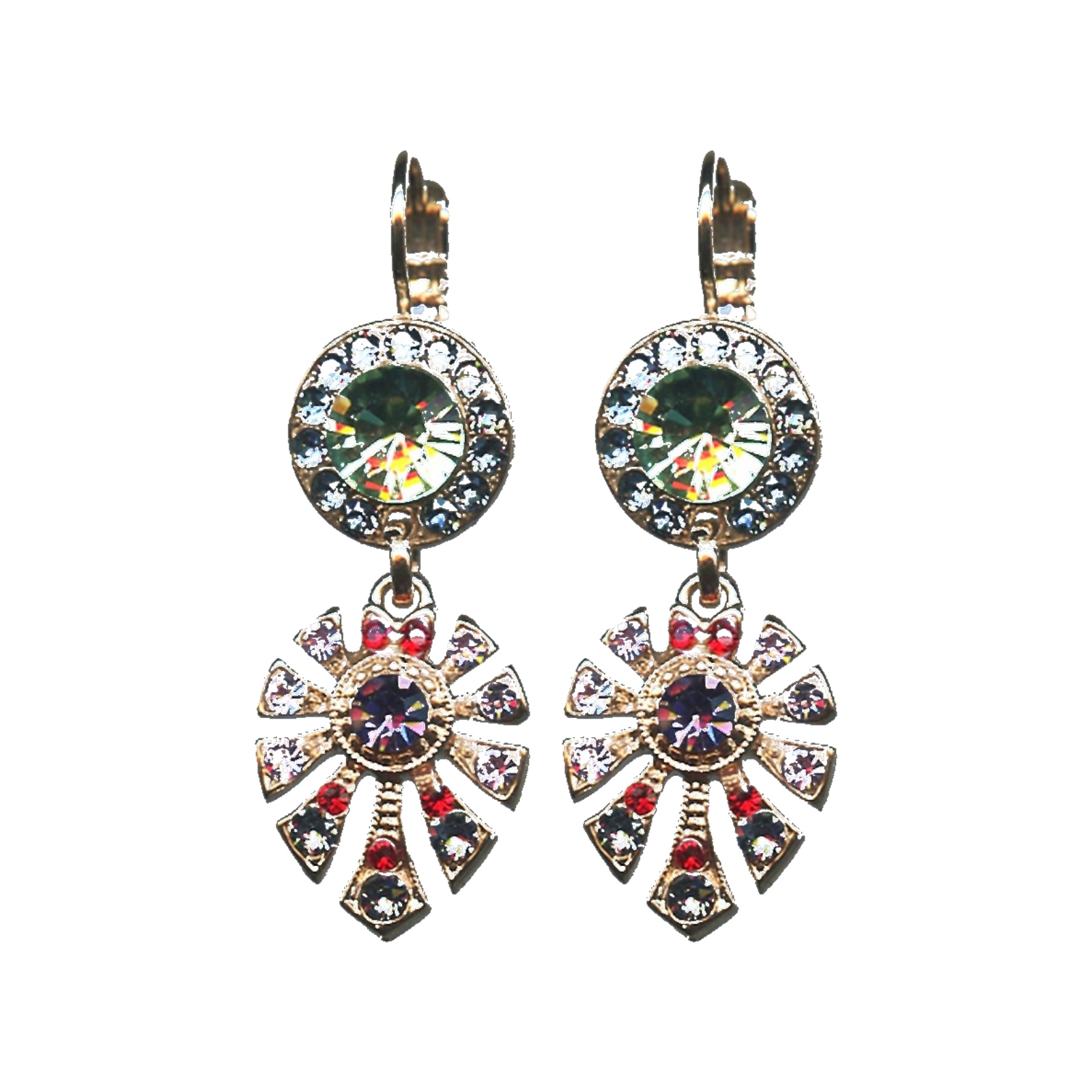 E-1514-3-1090-SP6 Earrings By Mariana Woman Stylish Denim blue and violet Swarovski Crystals - Image 1