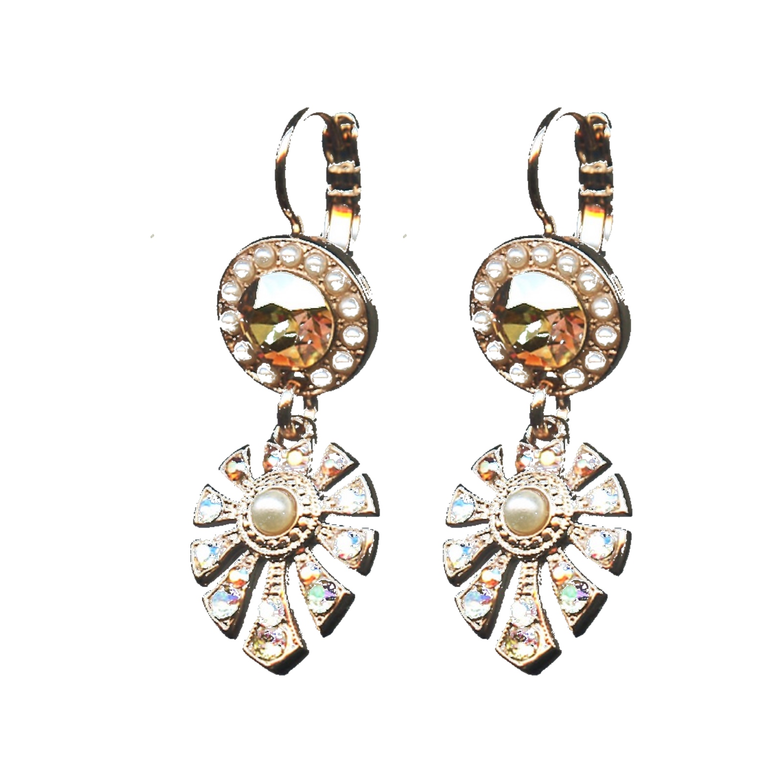 E-1514-3-1093-SP6 Earrings By Mariana Woman Chic Pearl and Crystals : Clear Swarovski Crystals - Image 1