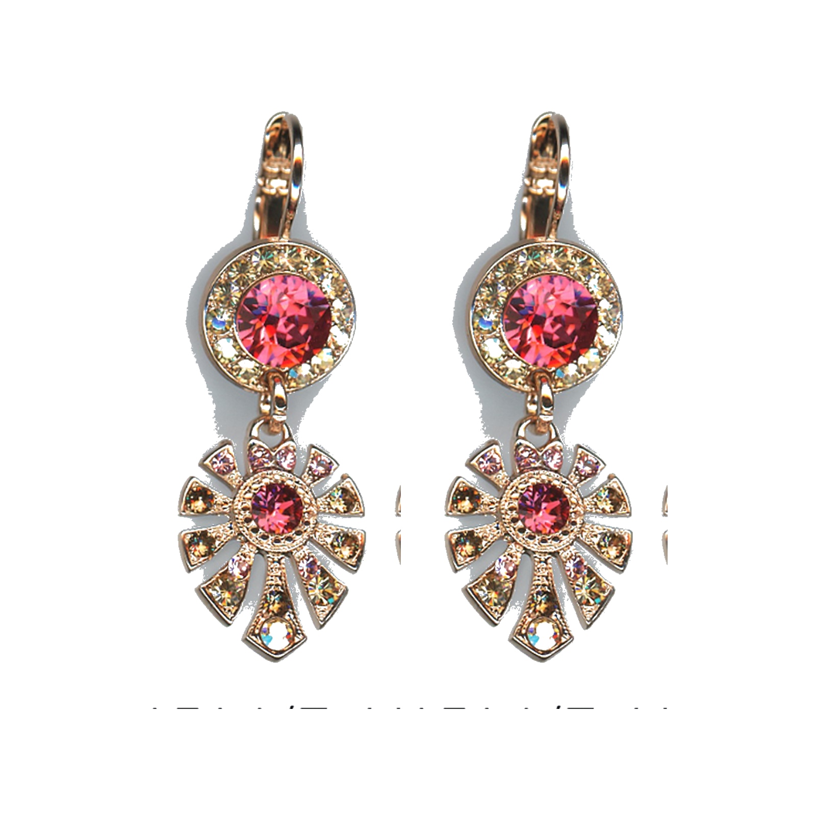 E-1514-3-1115-SP6 Earrings By Mariana Woman Glamorous Topaz and Crystal Golden Shadow Swarovski Crystals - Image 1