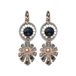 Earrings By Mariana Woman Striking Montana Blue and Golden Shadow Swarovski Crystals