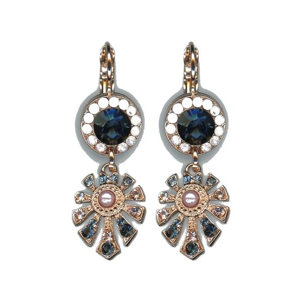 Earrings By Mariana Woman Striking Montana Blue and Golden Shadow Swarovski Crystals