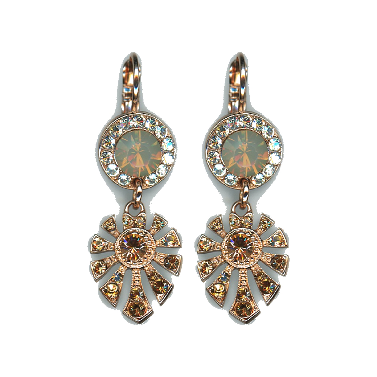 E-1514-3-1125-SP6 Earrings By Mariana Woman Modern Opal and Golden Shadow Swarovski Crystals - Image 1