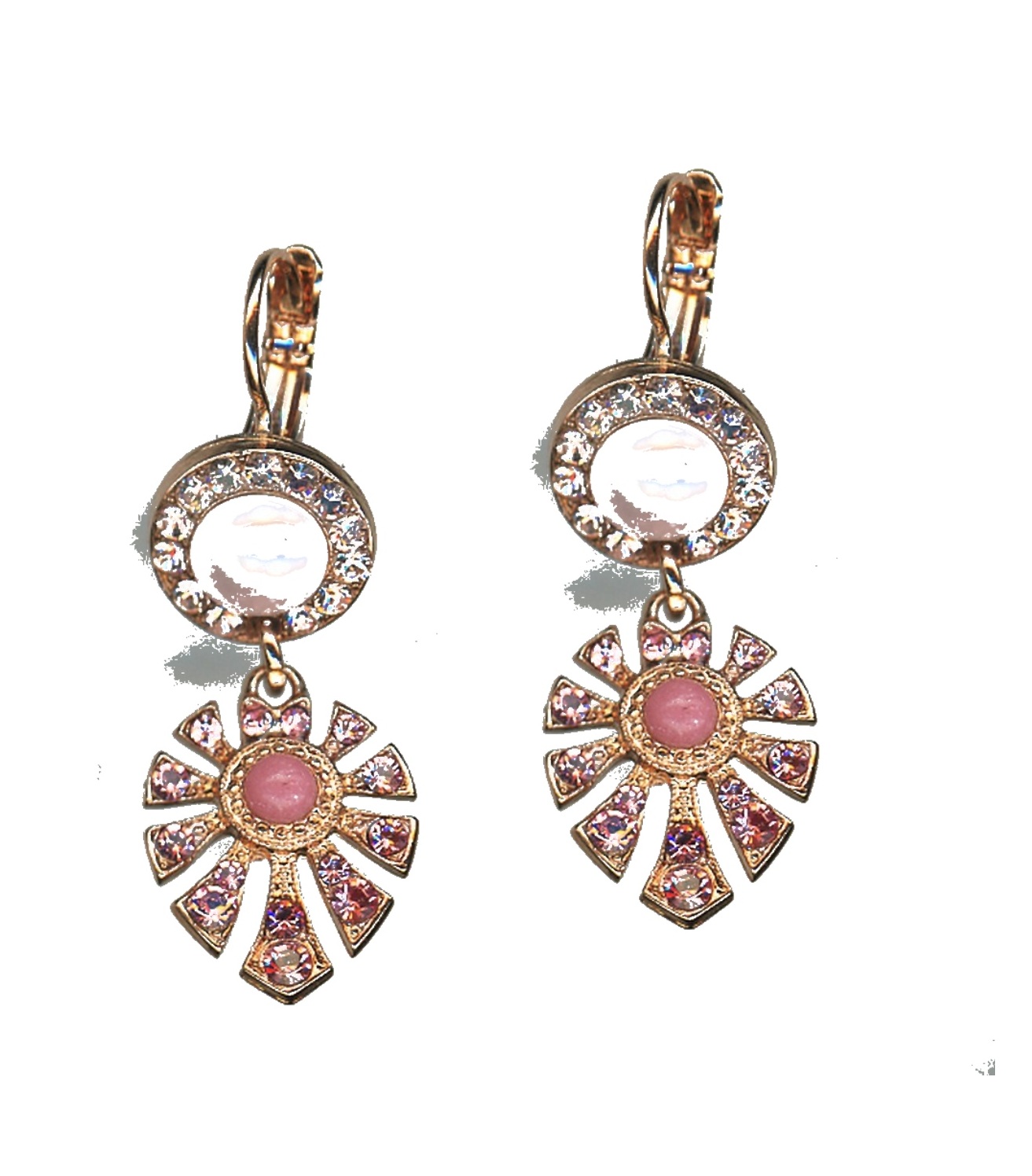 E-1514-3-1129-SP6 Earrings By Mariana Woman Luxurious Pearl and Light Rose Swarovski Crystals - Image 1