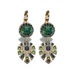 Earrings By Mariana Woman Radiant Montana Blue and Emerald and Olivine Swarovski Crystals - Image 2