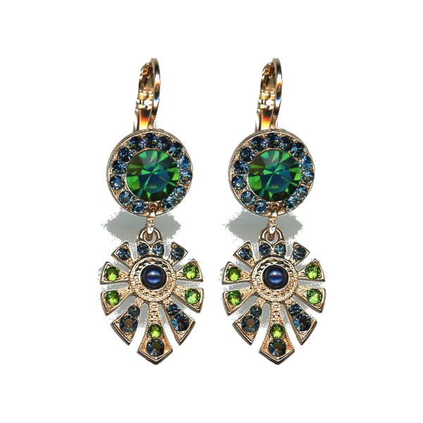 Earrings By Mariana Woman Radiant Montana Blue and Emerald and Olivine Swarovski Crystals