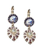 Earrings By Mariana Woman Fashionable Opal and Amethyst Swarovski Crystals - Image 2