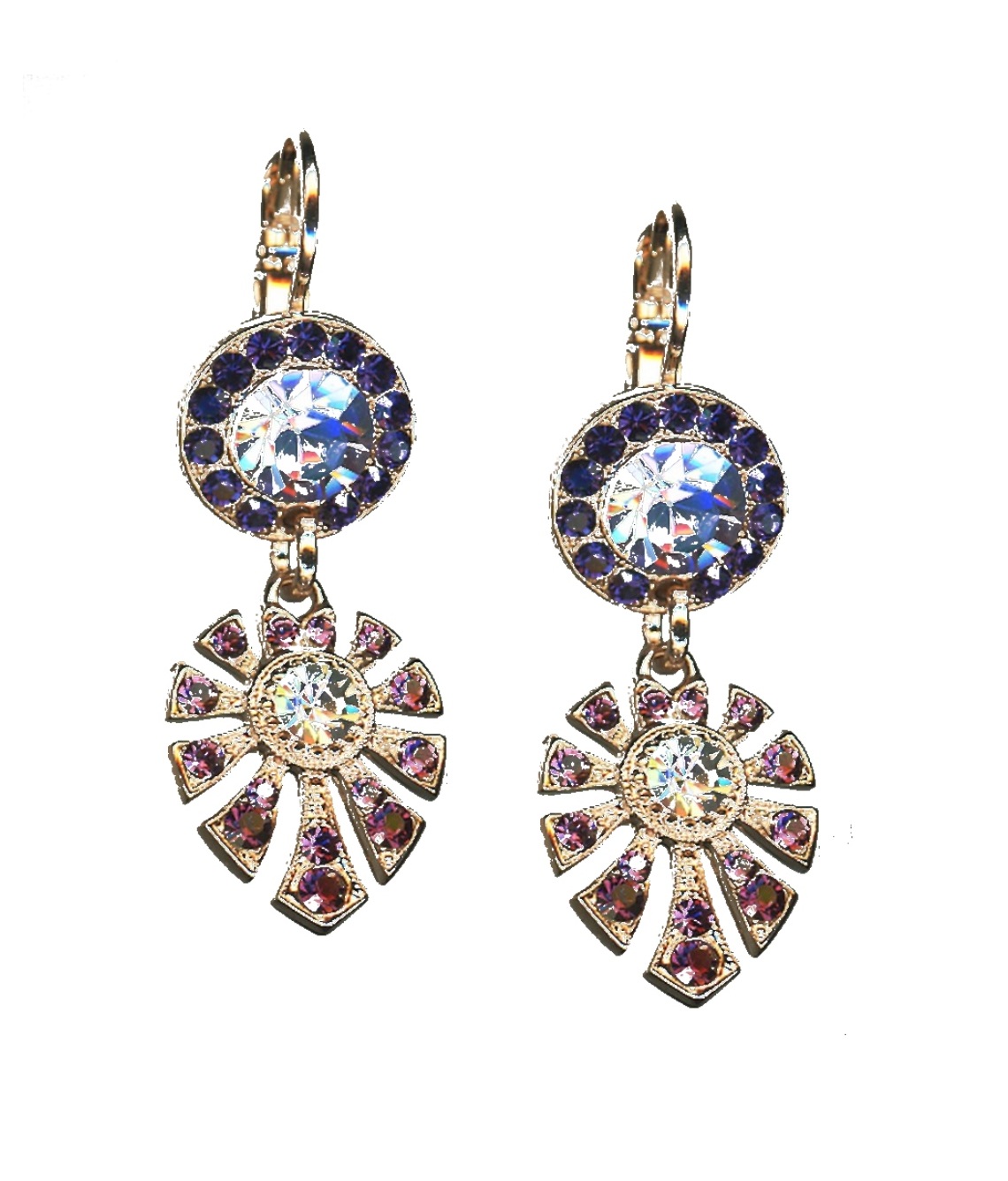 E-1514-3-1134-SP6 Earrings By Mariana Woman Fashionable Opal and Amethyst Swarovski Crystals - Image 1