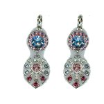 Earrings By Mariana Woman Sparkling Turquoise and Rose Swarovski Crystals