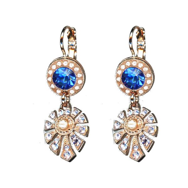 Earrings By Mariana Woman Glamorous Pearl and Capri Blue Swarovski Crystals