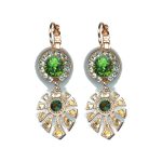 Earrings By Mariana Woman Delicate Emerald and Clear Swarovski Crystals